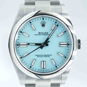 Rolex Oyster Perpetual Tiffany Turquoise Blue dial 124300