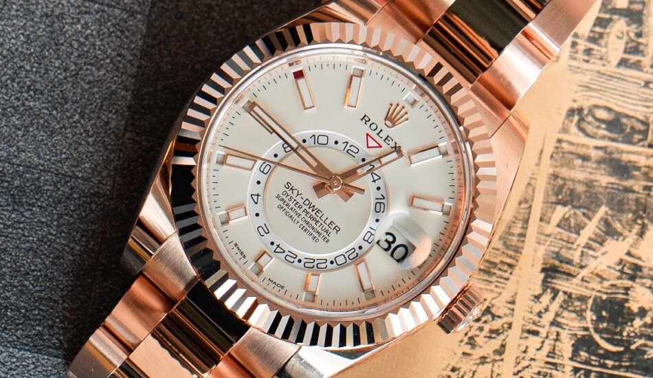 Rolex Sky Dweller Rose Gold White Dial 326935